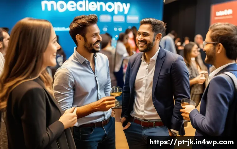 약한 연결로 일을 더 잘하는 법 - A vibrant professional networking event in São Paulo, Brazil, showing diverse businesspeople in smar...