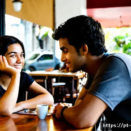 Home 17 약한 연결의 심리학 관계의 힘 - Photorealistic candid scene in a sunlit São Paulo neighborhood café, a young Brazilian architect war...