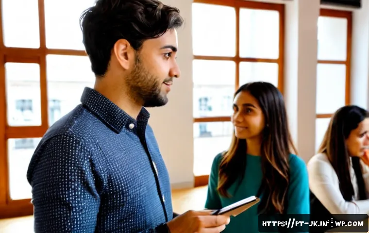 Home 17 약한 연결과 인재 양성 - Photorealistic modern coworking space in Lisbon, a young Portuguese professional receiving thoughtfu...